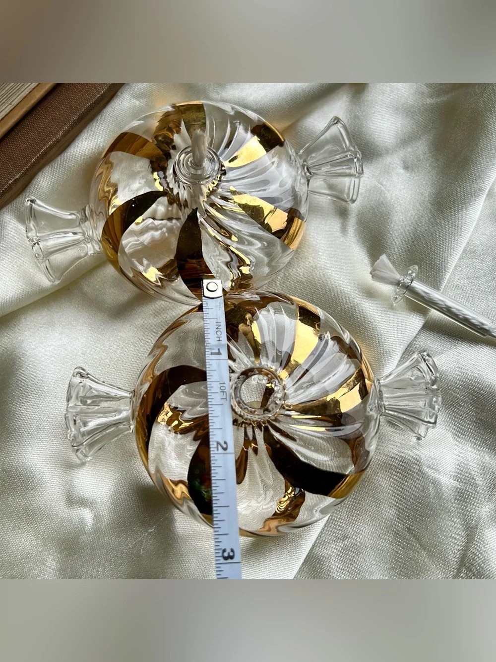 Vintage Princess House Heritage Clear Glass Handblown Candy Swirl Shape Oil Lamp